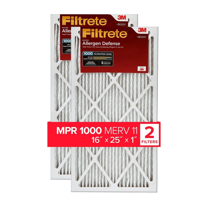 Filtrete Allergen Defense Filter AD01-2PK-6E-NA, MPR 1000, 16 in x 25in x 1 in