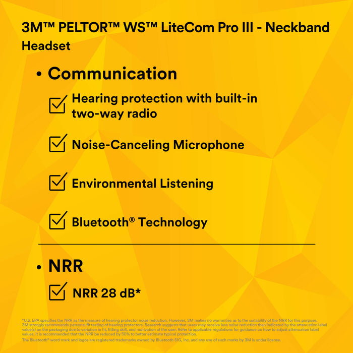 3M PELTOR WS LiteCom PRO III Headset - Neckband - MT73H7B4D10-NA