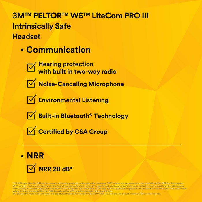 3M PELTOR WS LiteCom PRO III Headset - NeckBand- Intrinsically Safe