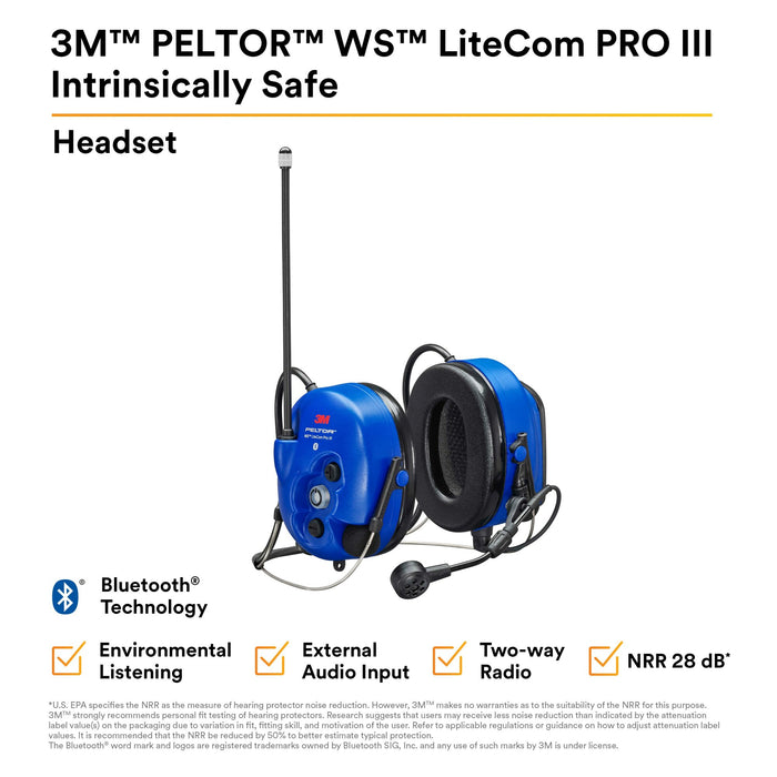 3M PELTOR WS LiteCom PRO III Headset - NeckBand- Intrinsically Safe