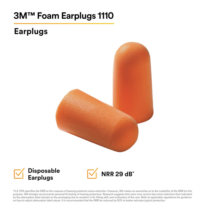3M Foam Earplugs 1100, Uncorded