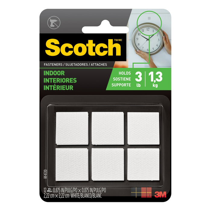 Scotch Indoor Fasteners RF4720, 7/8 in x 7/8 in (22,2 mm x 22,2 mm),White