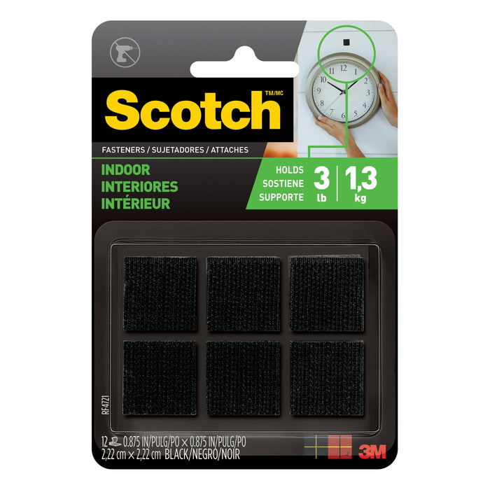 Scotch Indoor Fasteners, RF4721, 7/8 in x 7/8 in (2,22 cm x 2,22 cm),Black