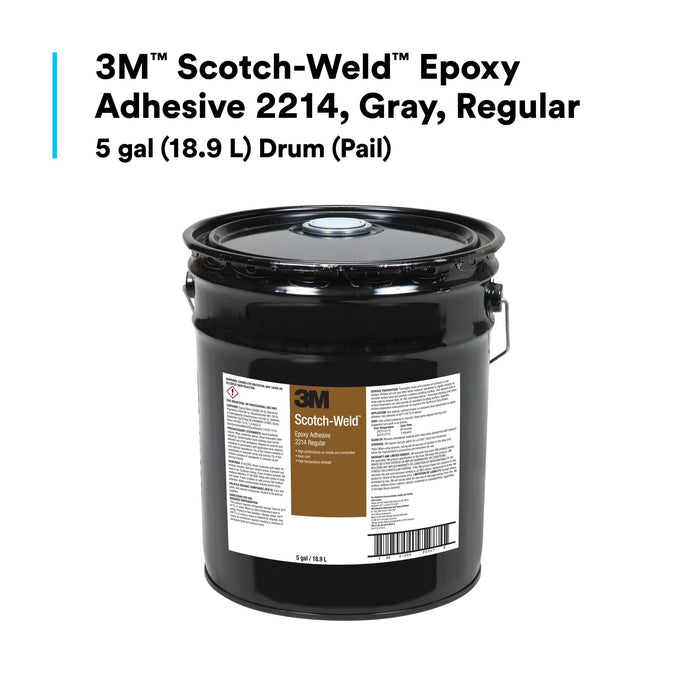 3M Scotch-Weld Epoxy Adhesive 2214, Regular, Gray, 5 Gallon (Pail),Drum
