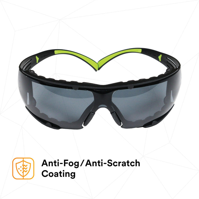 3M SecureFit Protective Eyewear SF402AF-FM, Foam, Grey Anti-fog Lens