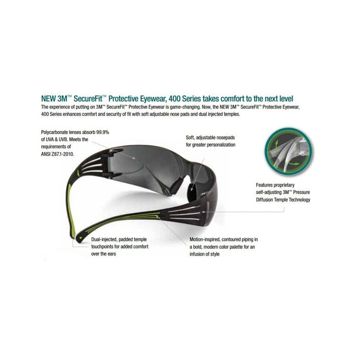 3M SecureFit Protective Eyewear SF401AF, Clear Anti-fog Lens