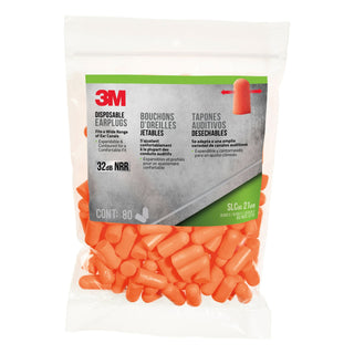 3M Disposable Earplugs 92800G80-DC, Orange, 80 pair/pack