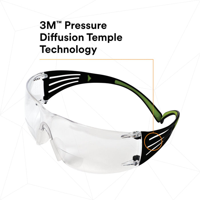 3M SecureFit Protective Eyewear SF420AF, Clear Lens, +2.0 Diopter