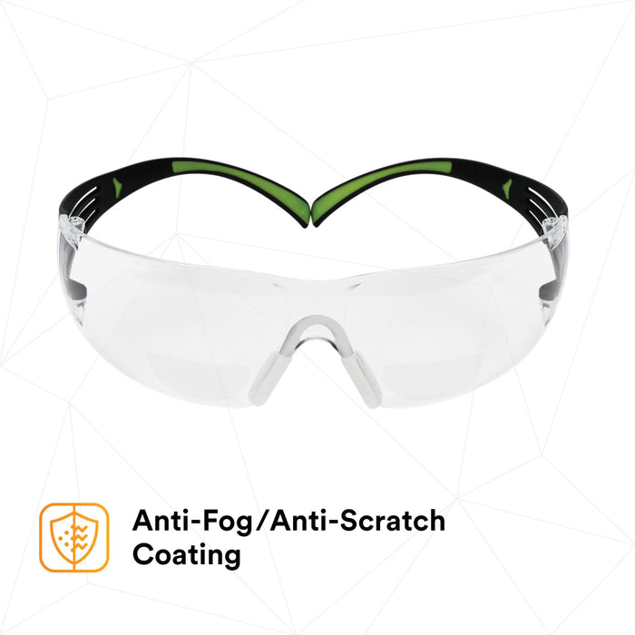 3M SecureFit Protective Eyewear SF425AF, Clear Lens, +2.5 Diopter
