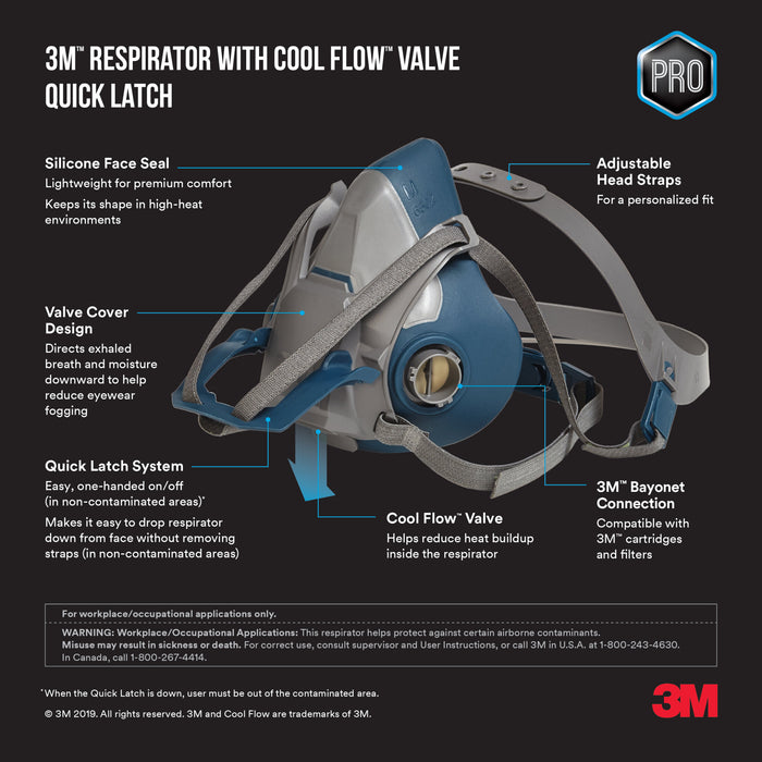3M Professional Multi-Purpose Respirator with Quick Latch65023QLHA1C-PS, 1/pk