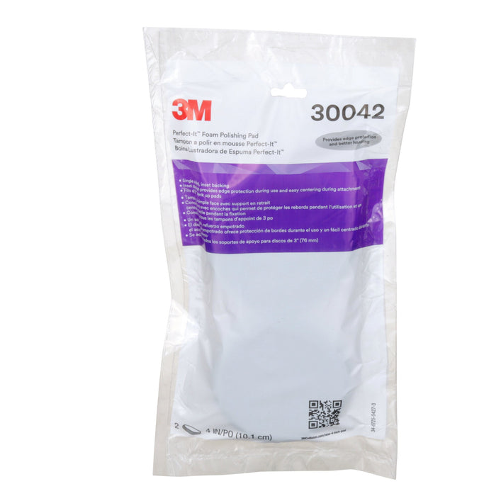3M Perfect-It Foam Polishing Pad, 30042, 4 in, Single Sided, 2 padsper bag