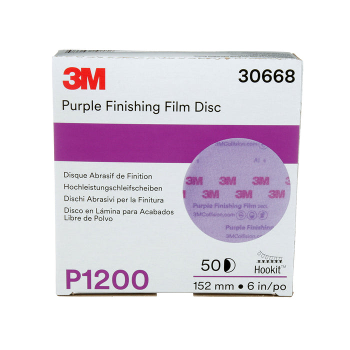 3M Hookit Purple Finishing Film Abrasive Disc 260L, 30668, 6 in,P1200