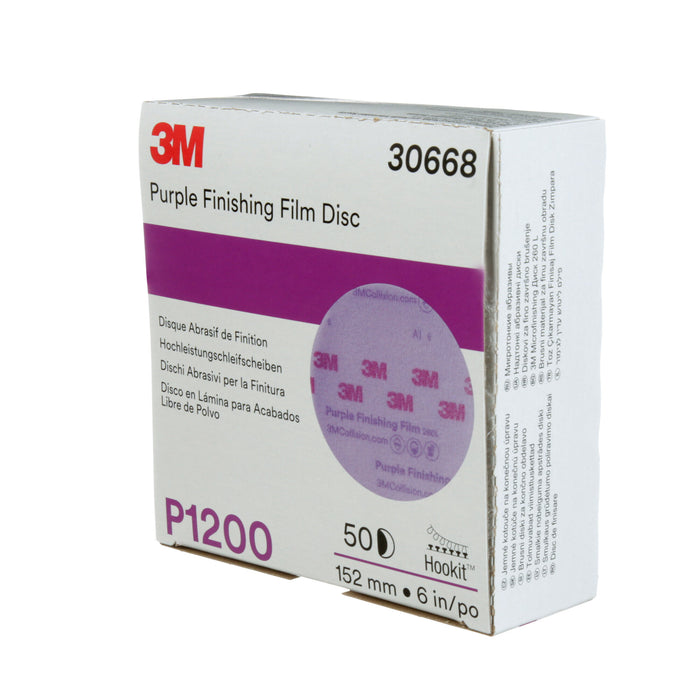 3M Hookit Purple Finishing Film Abrasive Disc 260L, 30668, 6 in,P1200