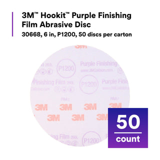 3M Hookit Purple Finishing Film Abrasive Disc 260L, 30668, 6 in,P1200