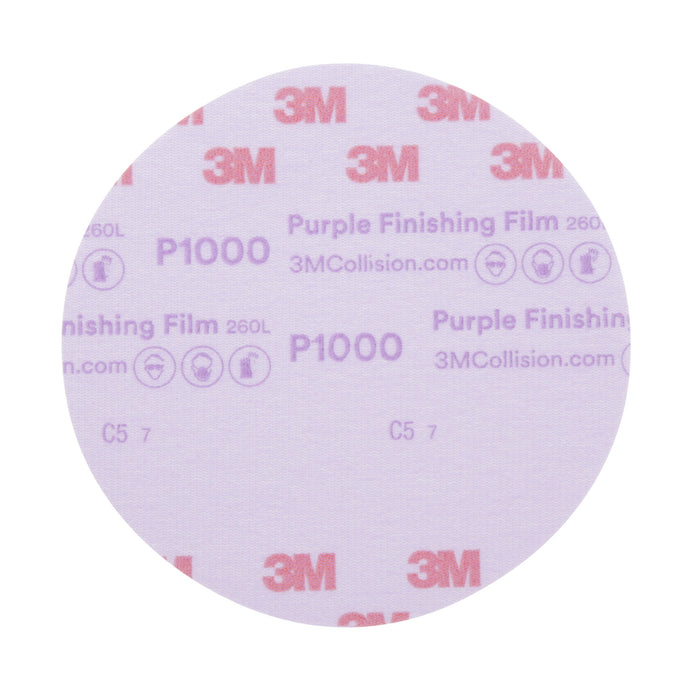 3M Hookit Purple Finishing Film Abrasive Disc 260L, 30669, 6 in,P1000