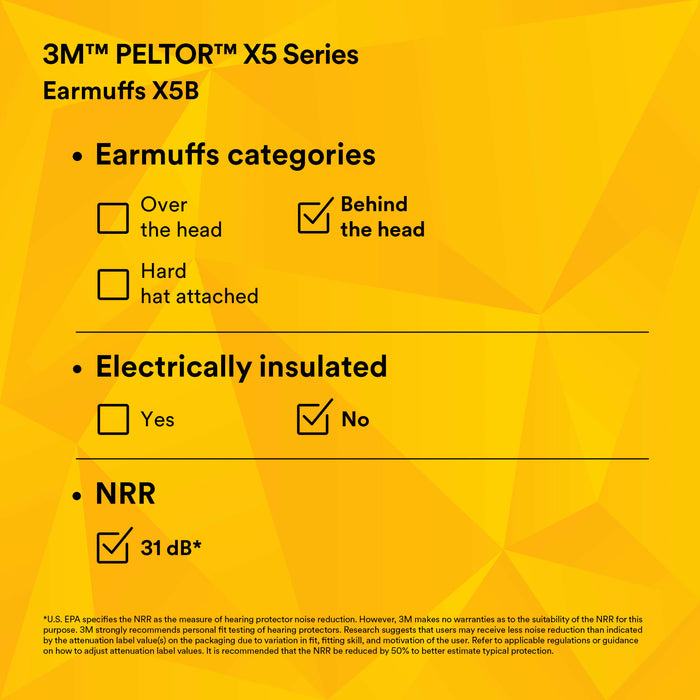 3M PELTOR X5 Earmuffs X5B, Behind-the-Head