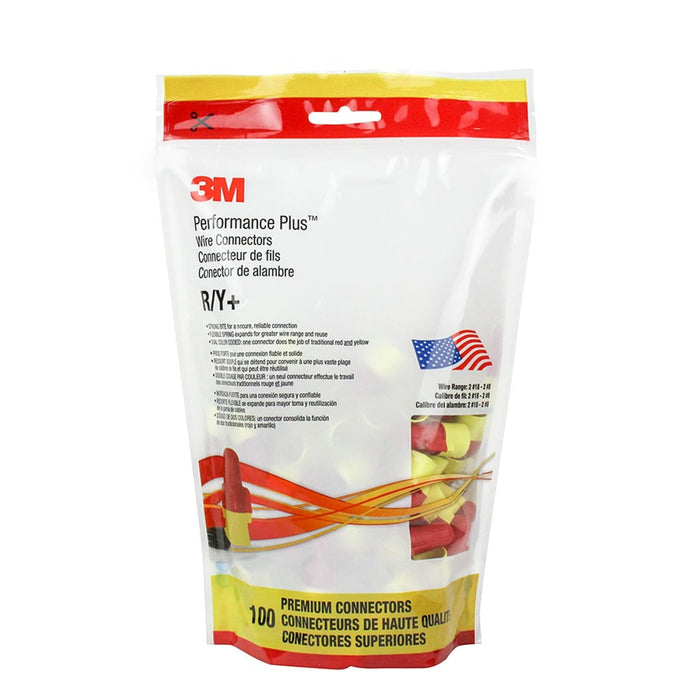 3M Performance Plus Wire Connector R/Y+POUCH, 100 per pouch