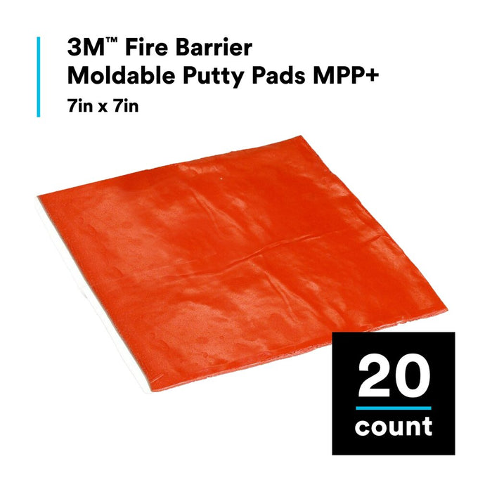 3M Fire Barrier Moldable Putty Pads MPP+, Red, 7 in x 7 in