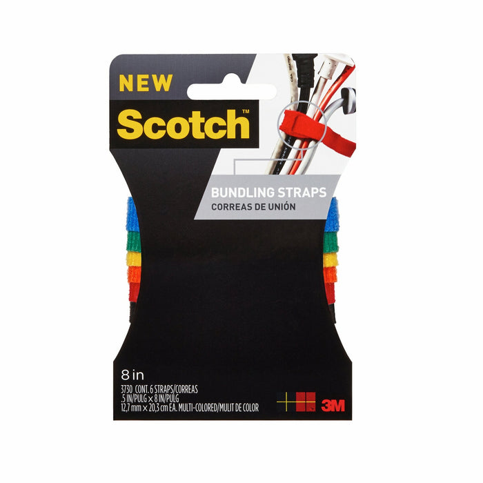 Scotch Bundling Strap RF3730, .5 in x 8 in (12,7 mm x 20.3 cm)Multi-Color