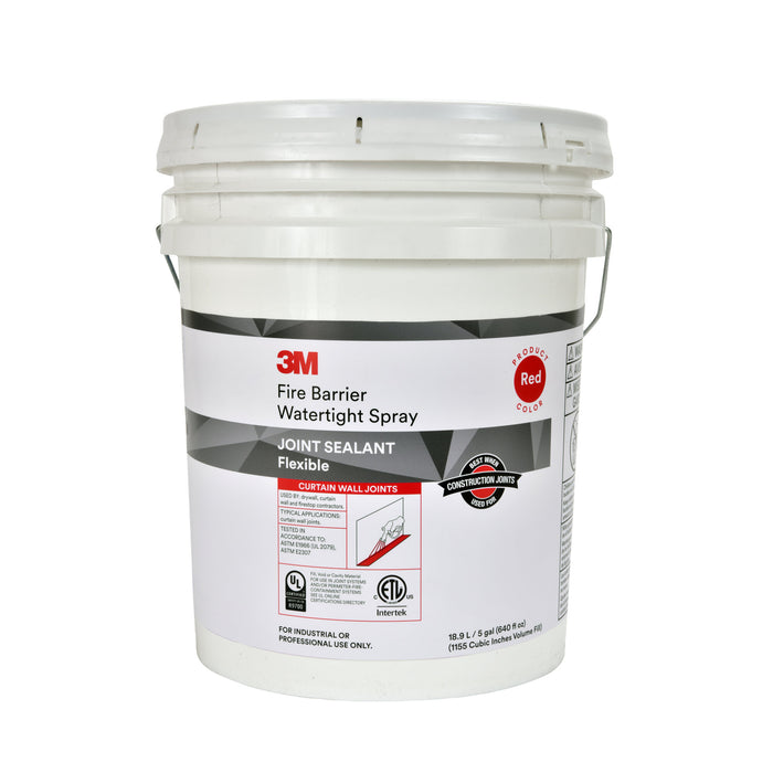 3M Fire Barrier Water Tight Spray, Red, 5 Gallon (Pail), Drum