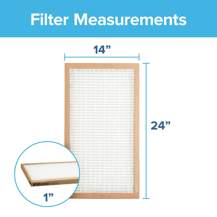 Filtrete Basic Pleated Air Filter, FBA23CI-3PK-2, 14 in x 24 in x 1 in