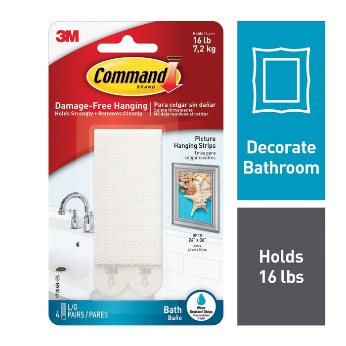 Command Large Bath Picture Hanging Strips 17206B-ES, Large
