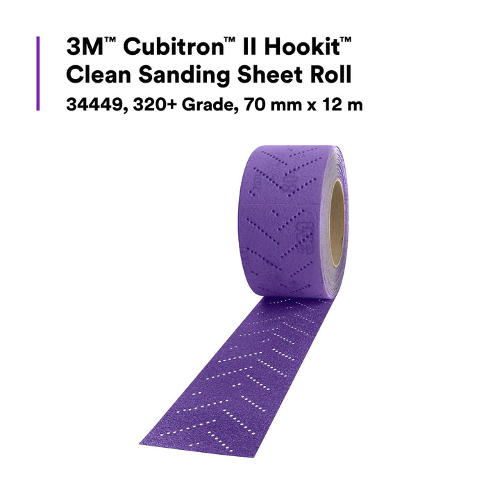 3M Cubitron II Hookit Clean Sanding Sheet Roll 34449, 320+ Grade, 70
mm x 12 m