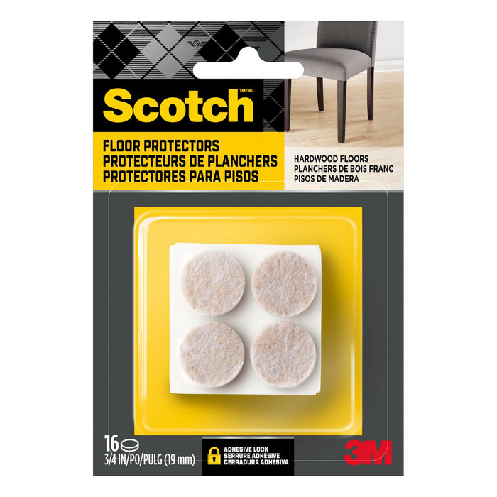 Scotch Round Felt Pads, SP805-NA, 3/4 in, Beige