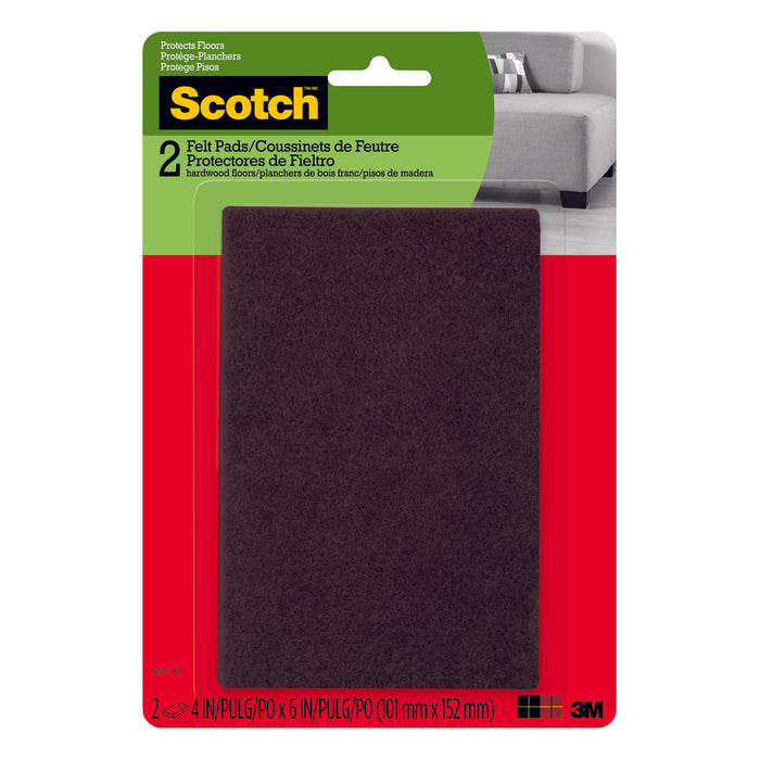 Scotch Easy Cut Felt Pads, SP830-NA, 4 in x 6 in, Brown