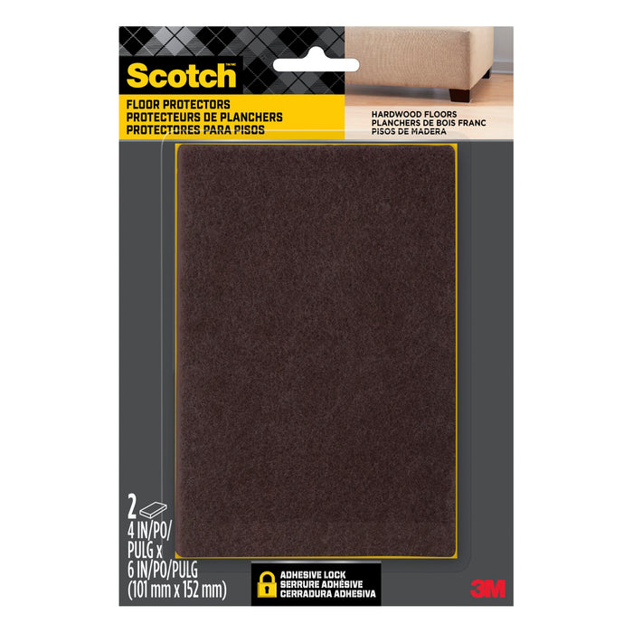 Scotch Easy Cut Felt Pads, SP830-NA, 4 in x 6 in, Brown