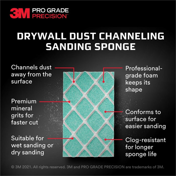 3M Pro Grade Precision Drywall Dust Channeling Sanding Sponge Fine