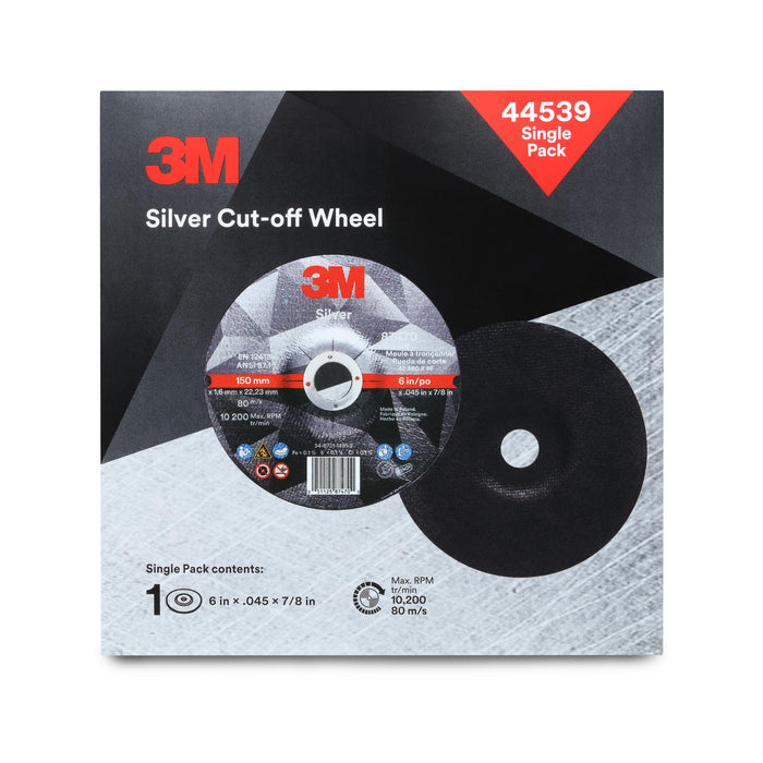 3M Silver Cut-Off Wheel, 44539, T27, 6 in x .045 in x 7/8 in, Single
Pack