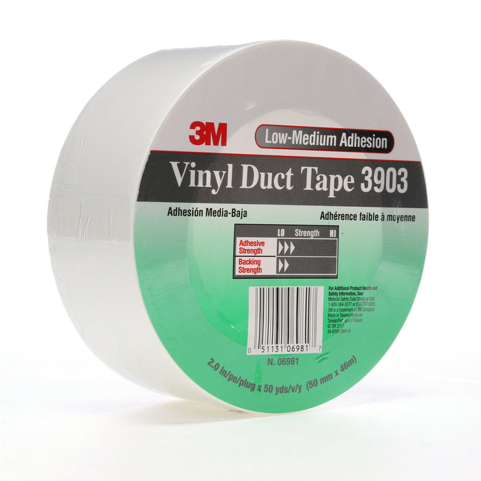 3M Vinyl Duct Tape 3903, White, 2 in x 50 yd, 6.5 mil