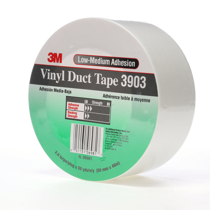 3M Vinyl Duct Tape 3903, White, 2 in x 50 yd, 6.5 mil