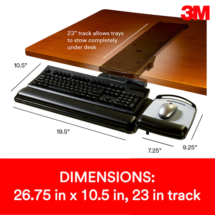 3M Easy Adjust Keyboard Tray with Adjustable Keyboard and MousePlatform