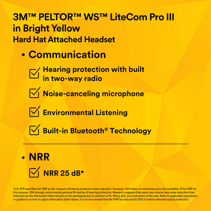 3M PELTOR WS LiteCom Pro III Headset MT73H7P3E4D10NA GB, BrightYellow