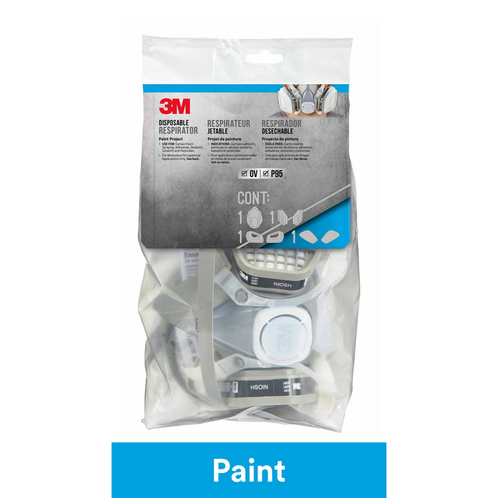 3M Disposable Paint Project Respirator, OV/P95, 52P71P1-C, Medium, 1each/pack