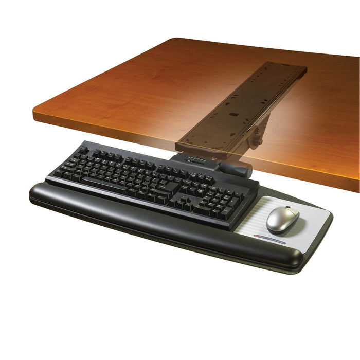 3M Easy Adjust Keyboard Tray with Standard Keyboard and Mouse Platform