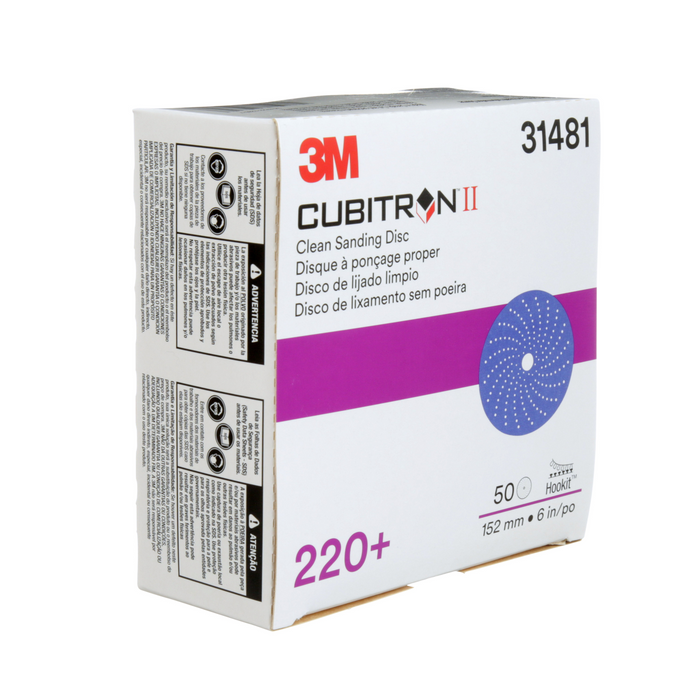 3M Cubitron II Hookit Clean Sanding Abrasive Disc, 31481, 6 in, 220+
grade