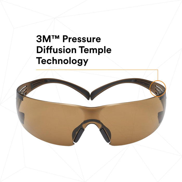 3M SecureFit Safety Glasses SF405SGAF-BLA, Black/Brown