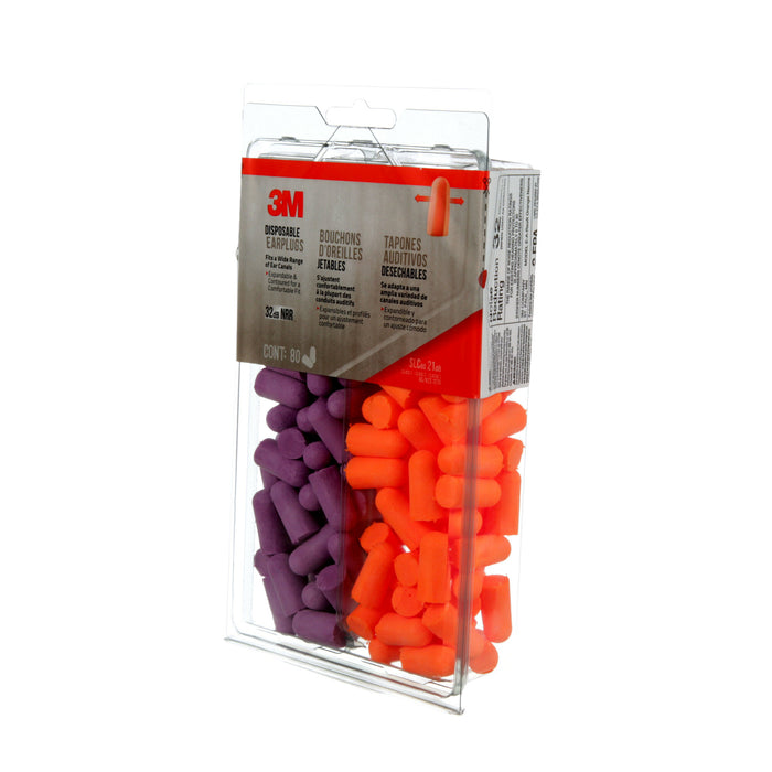 3M Disposable Earplugs, 92059H80-DC, Multicolor, 80 pairs/pack