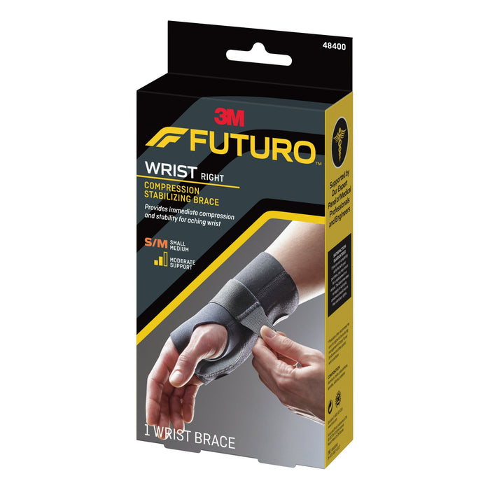 FUTURO Compression Stabilizing Wrist Brace, 48400ENR, Right Hand,Small/Medium