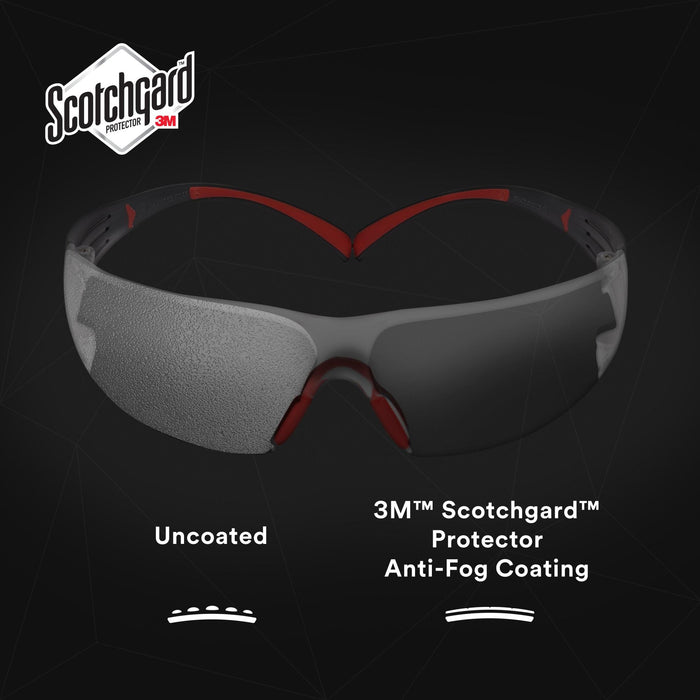 3M SecureFit Safety Glasses SF401SGAF-RED, Red/Gray