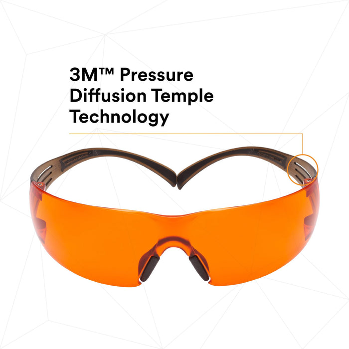 3M SecureFit Safety Glasses SF406SGAF-BLA, Black/Brown