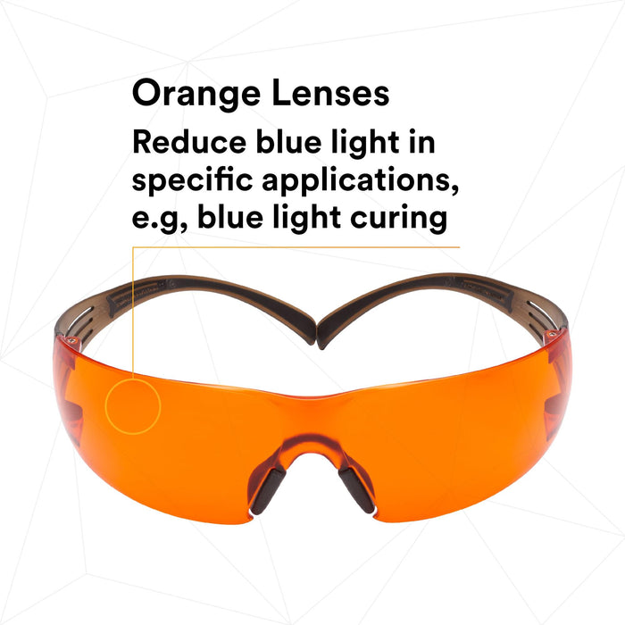 3M SecureFit Safety Glasses SF406SGAF-BLA, Black/Brown
