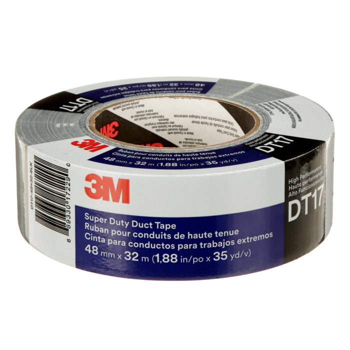 3M Super Duty Duct Tape DT17, Black, 48 mm x 32 m, 17 mil, 24Roll/Case