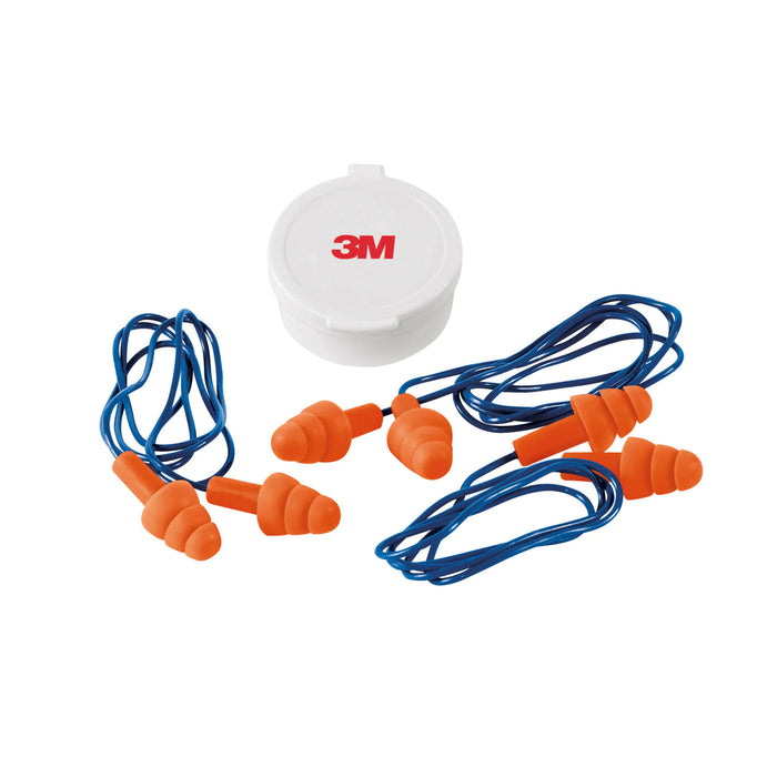 3M Corded Reusable Earplugs, 90716H3-DC, 3 pairs with case per pack