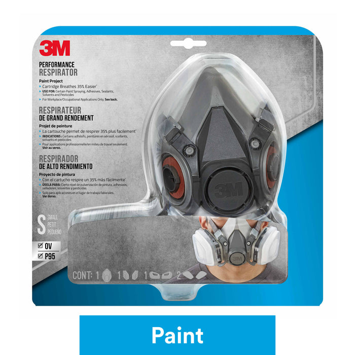 3M Performance Reusable Paint Project Respirator OV/P95, 6111P1-DC,Size Small