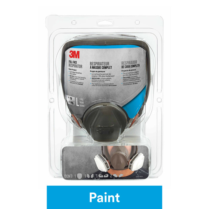3M Full Face Reusable Paint Project Respirator OV/P95, 69P71P1-DC,Large
