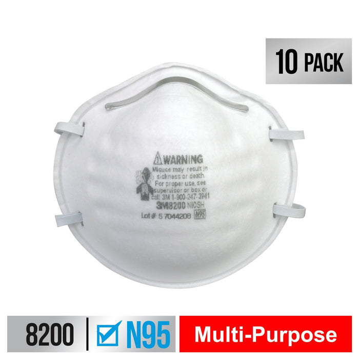 3M Sanding and Fiberglass Respirator N95 Particulate, 8200H10-DC, 10eaches/pack
